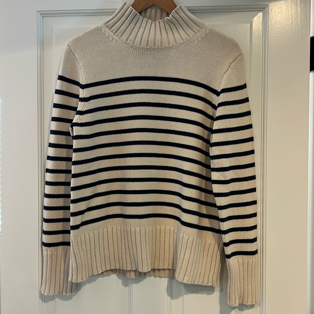 Navy and Cream Striped Sweater